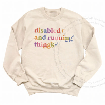 Disabled and Running Things Care & Resist Gildan crewneck sweatshirt in Sand