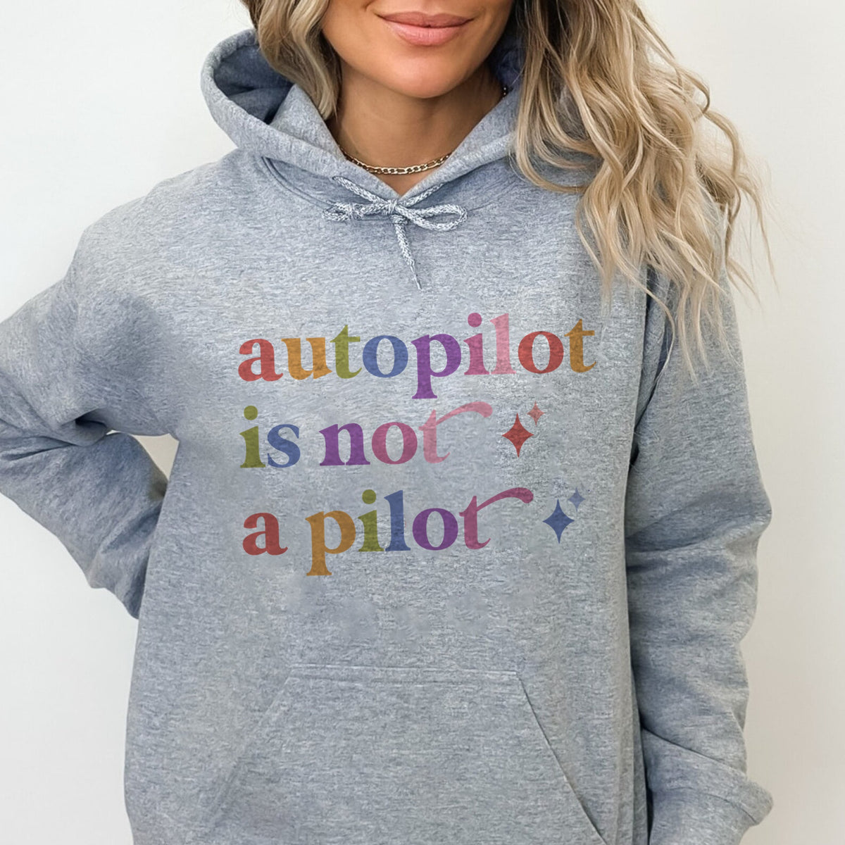 Autopilot is not a Pilot Care & Resist Gildan hoodie in Sport Grey