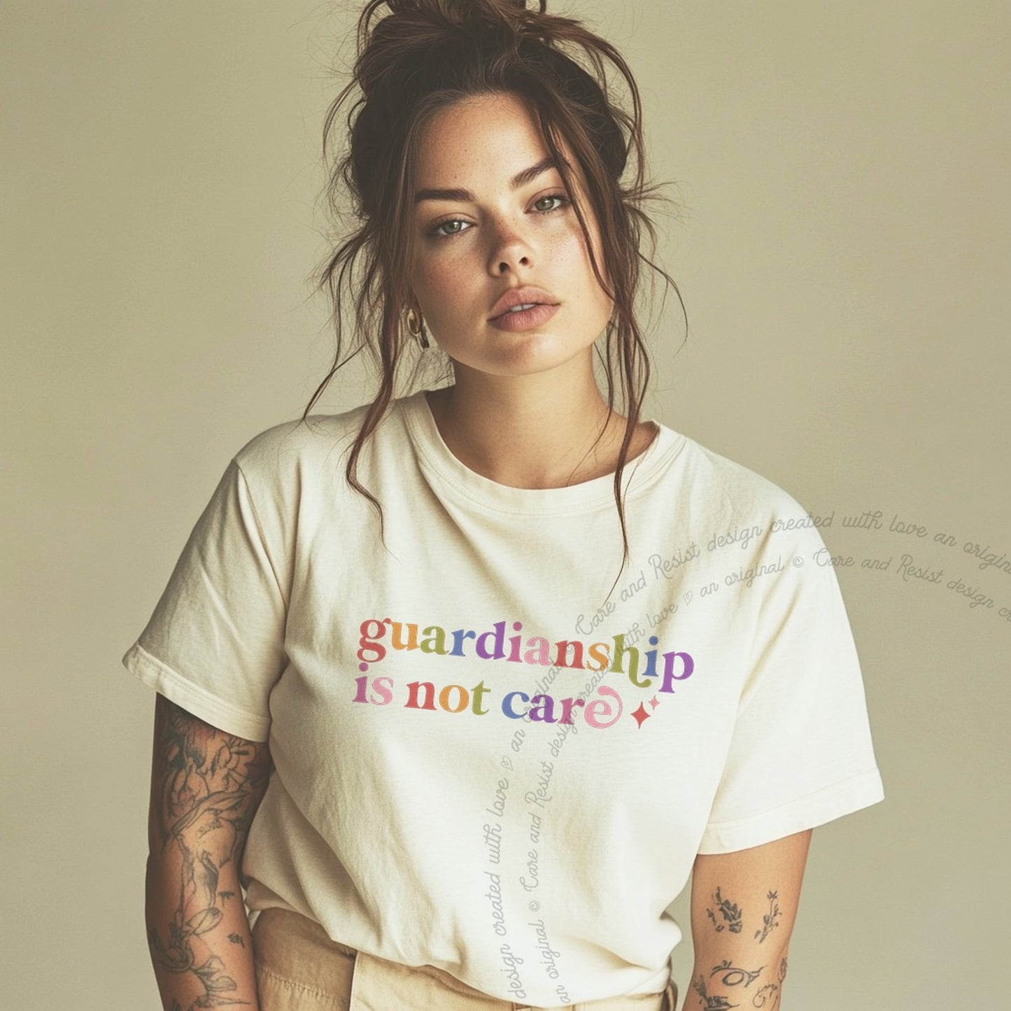 Guardianship is not Care Care & Resist rainbow tee