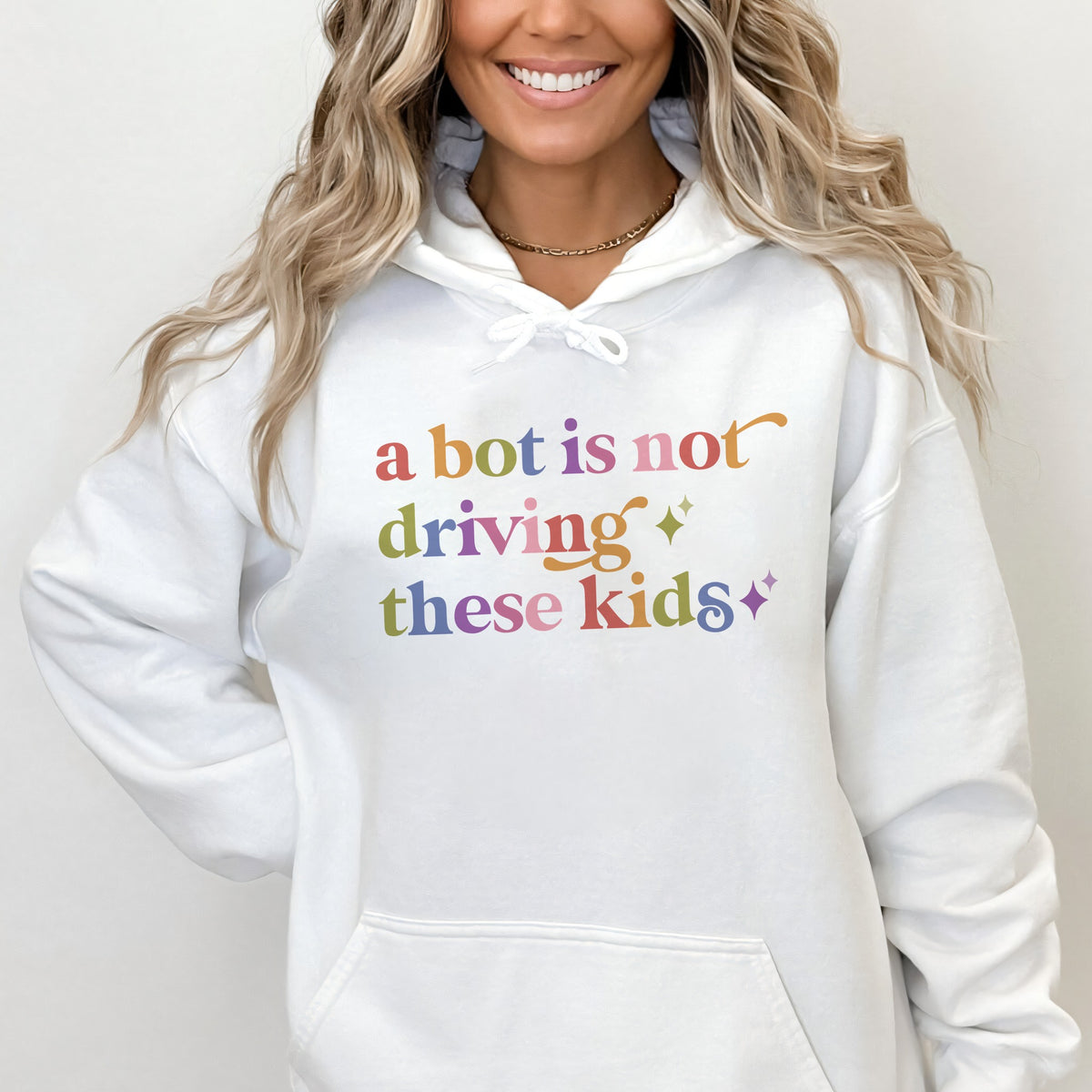 A Bot is not Driving These Kids Care & Resist Gildan hoodie in White