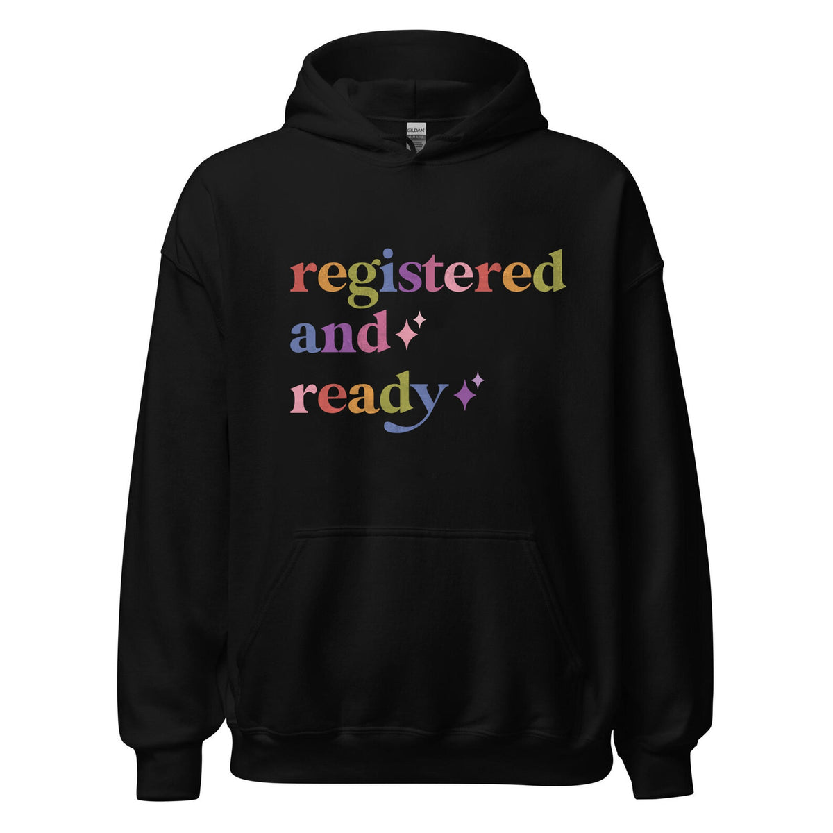 Registered and Ready Care & Resist Gildan hoodie in Black