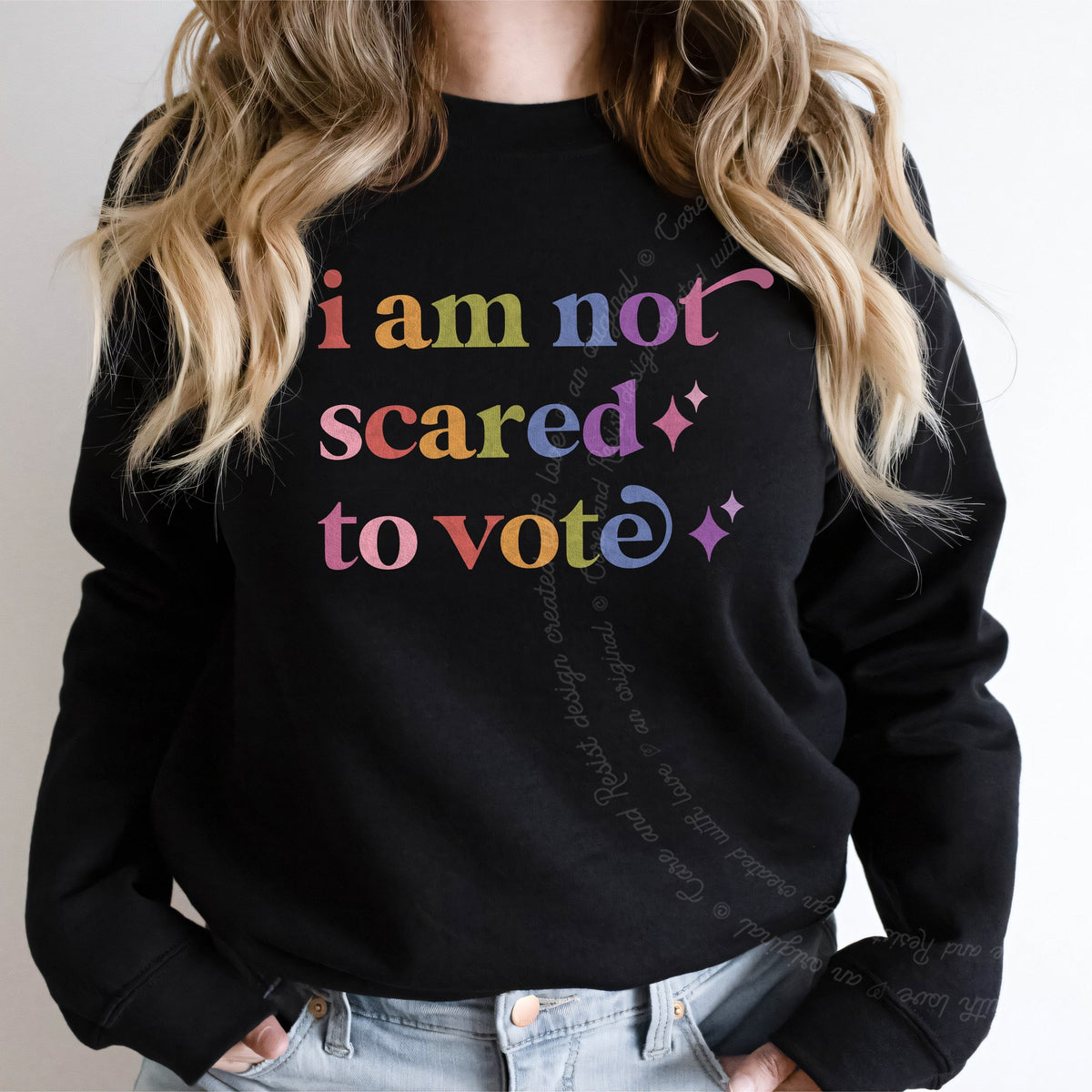 I Am not Scared to Vote Care & Resist Gildan crewneck sweatshirt in Black