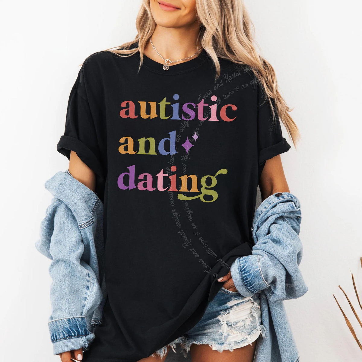 Autistic and Dating Care & Resist progressive t-shirt in Black