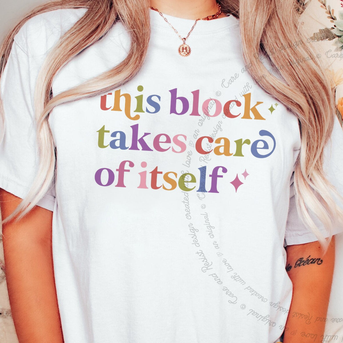 This Block Takes Care of Itself Care & Resist progressive t-shirt in White