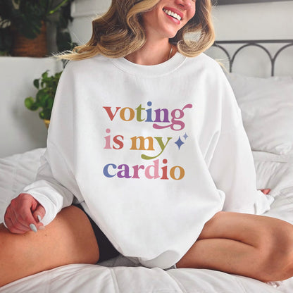 Voting is My Cardio Care & Resist Gildan crewneck sweatshirt in White