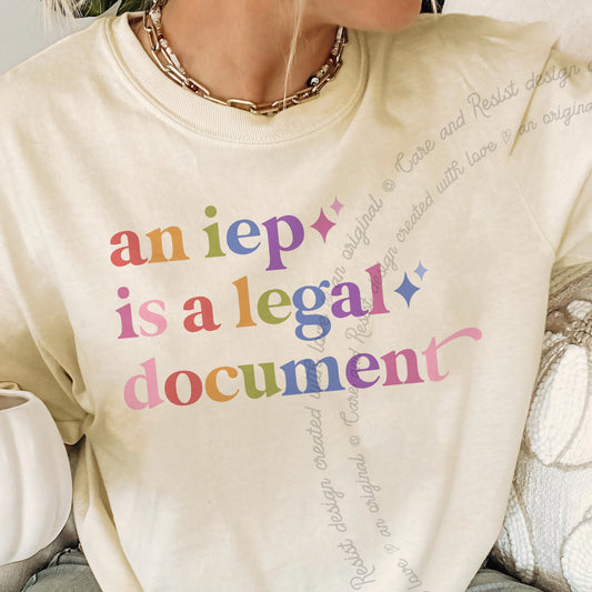An Iep is a Legal Document Care & Resist progressive t-shirt in Ivory
