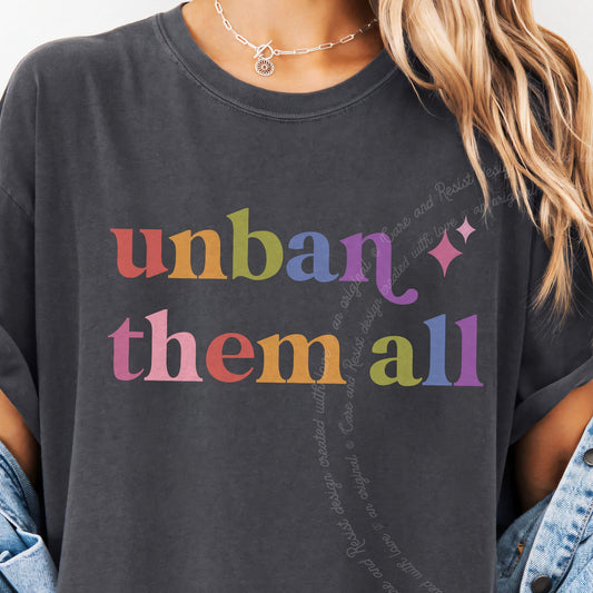 Unban Them All Care & Resist progressive t-shirt in Graphite