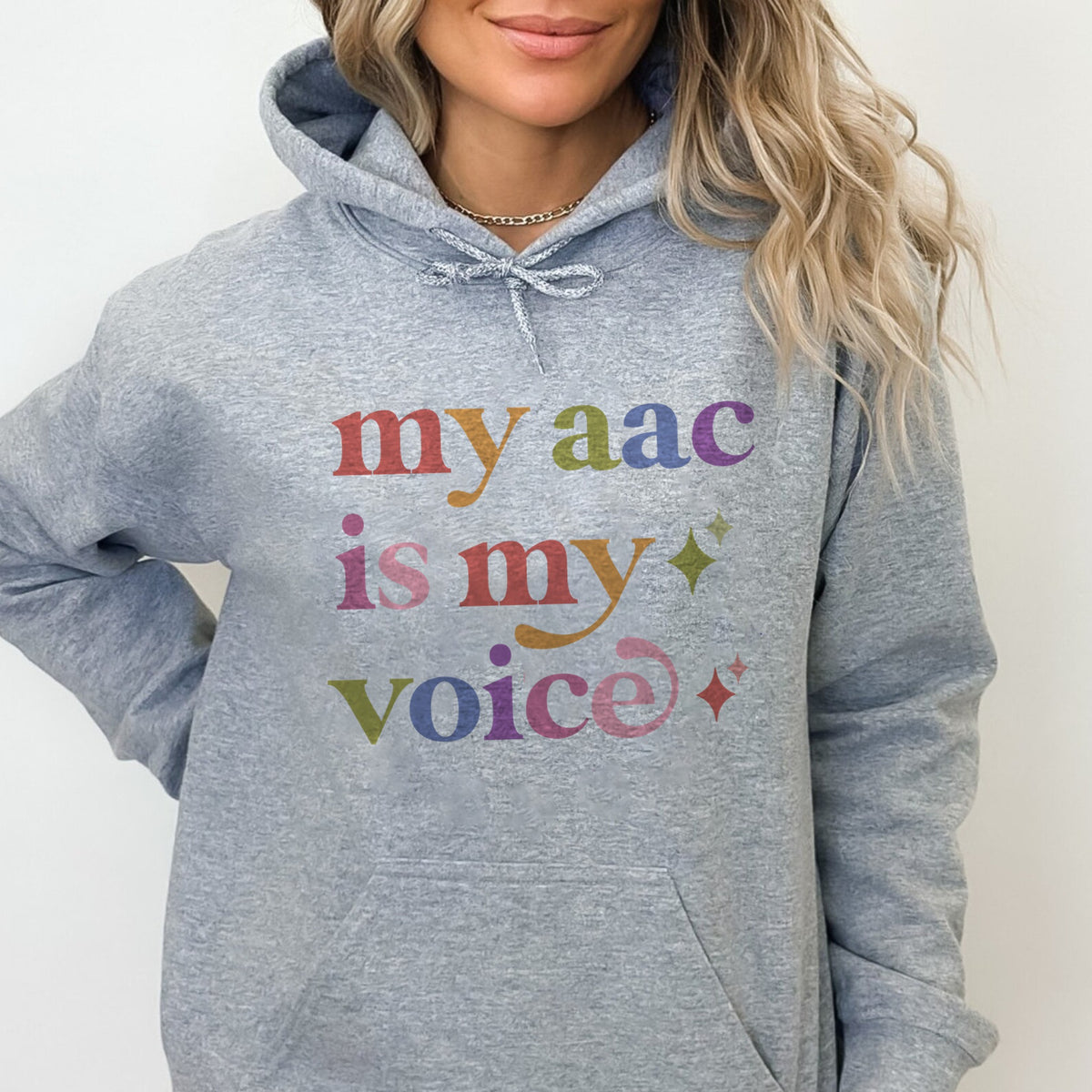 My Aac is My Voice Care & Resist Gildan hoodie in Sport Grey