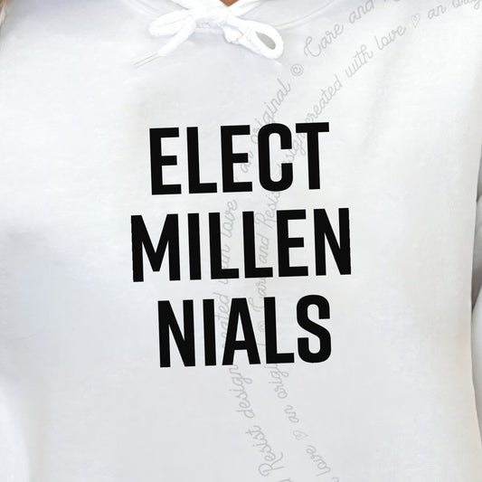 Elect Millennials Care & Resist Gildan hoodie in White