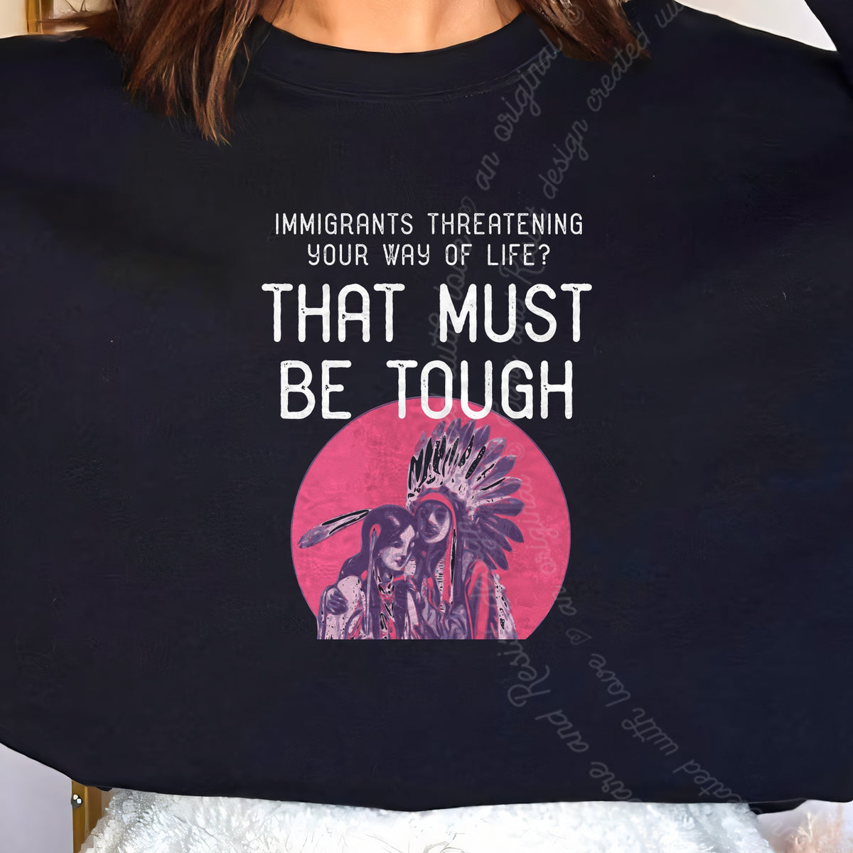 Immigrants Threatening Your Way of Life? That Must Be Tough Care & Resist Gildan crewneck sweatshirt in Black