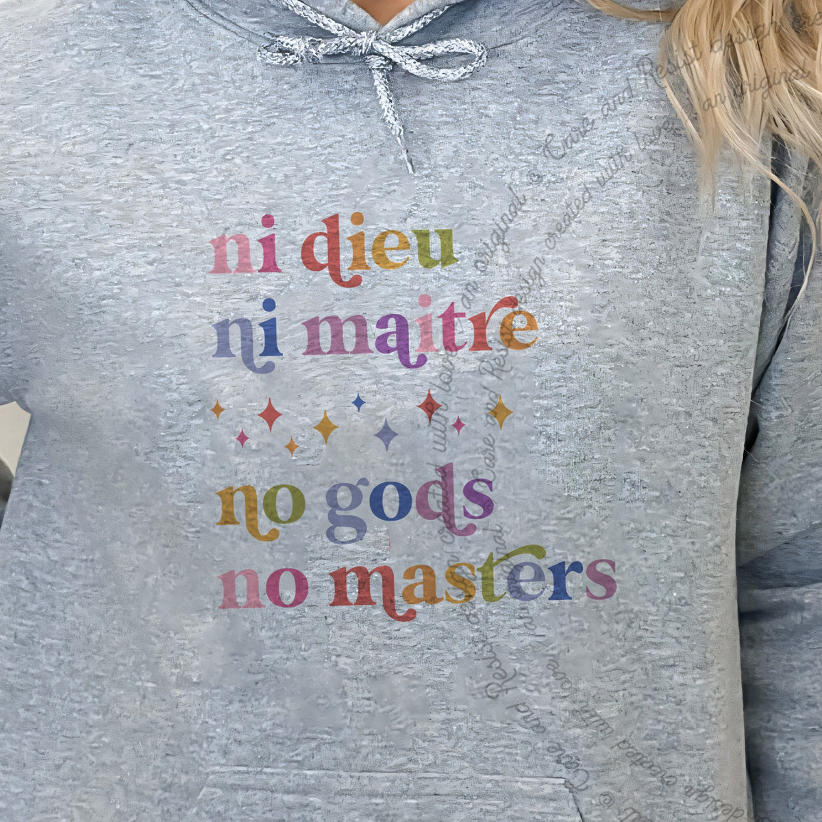 Ni Dieu Ni Maitre No Gods No Masters Care & Resist Gildan hoodie in Sport Grey