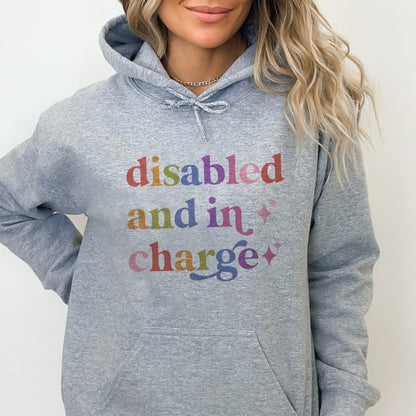 Disabled and in Charge Care & Resist Gildan hoodie in Sport Grey