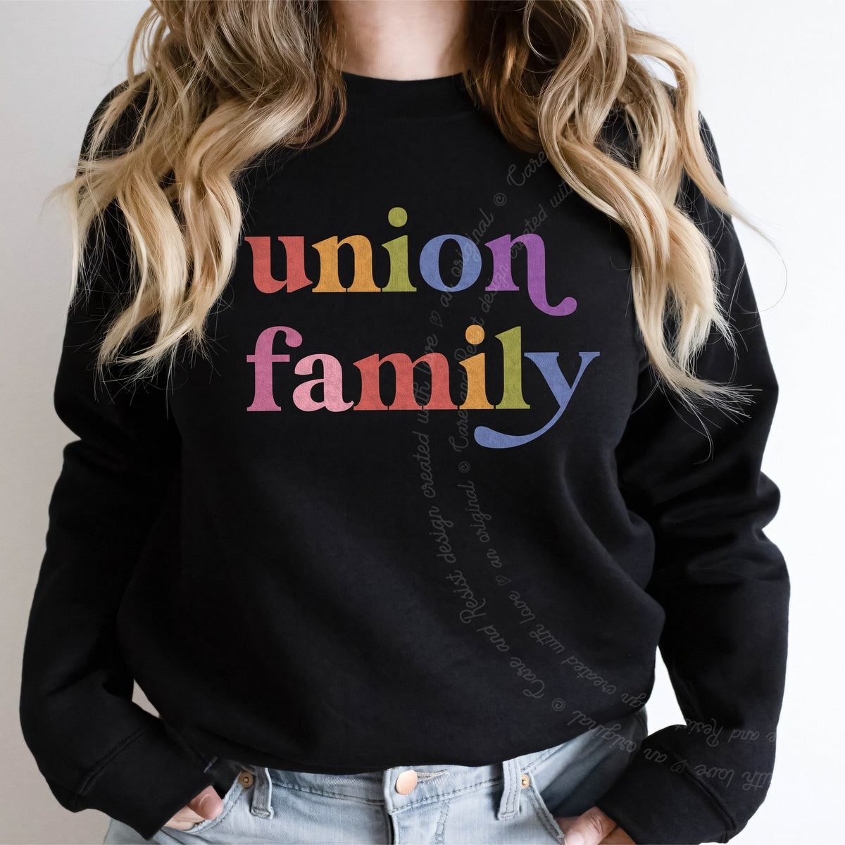 Union Family Care & Resist Gildan crewneck sweatshirt in Black