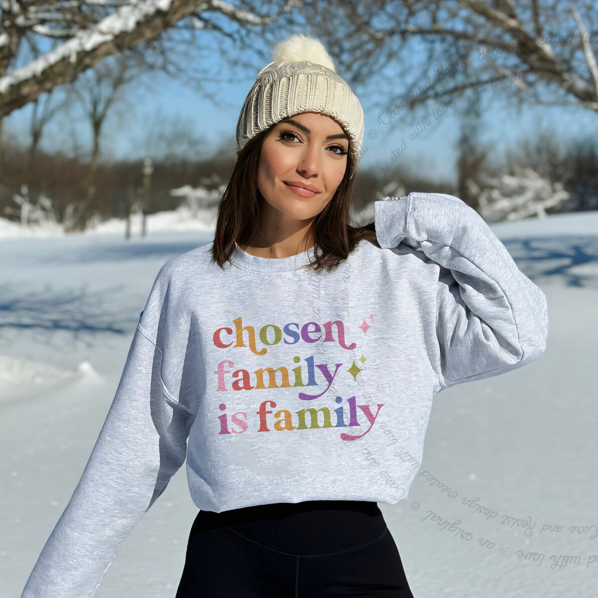 Chosen Family is Family Care & Resist Gildan crewneck sweatshirt in Sport Grey