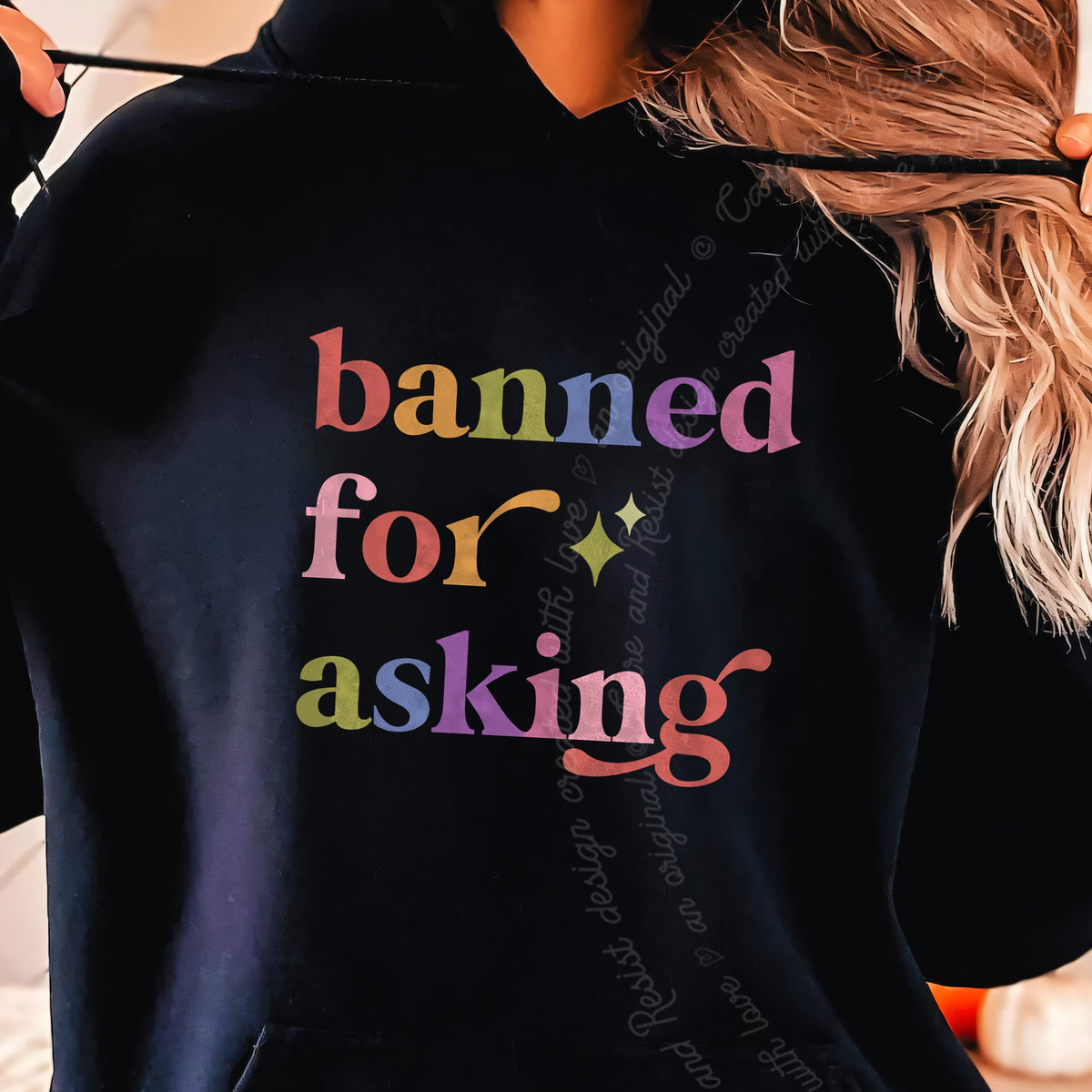 Banned for Asking Care & Resist Gildan hoodie in Black