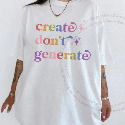 Create Dont Generate Care & Resist rainbow Comfort Colors tee, White