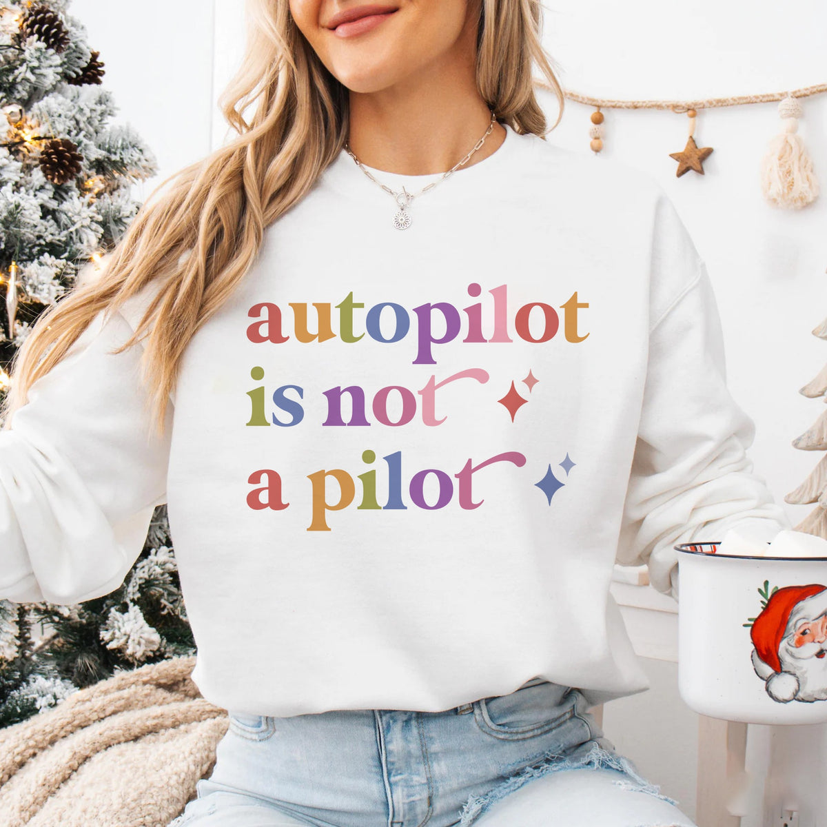 Autopilot is not a Pilot Care & Resist Gildan crewneck sweatshirt in White