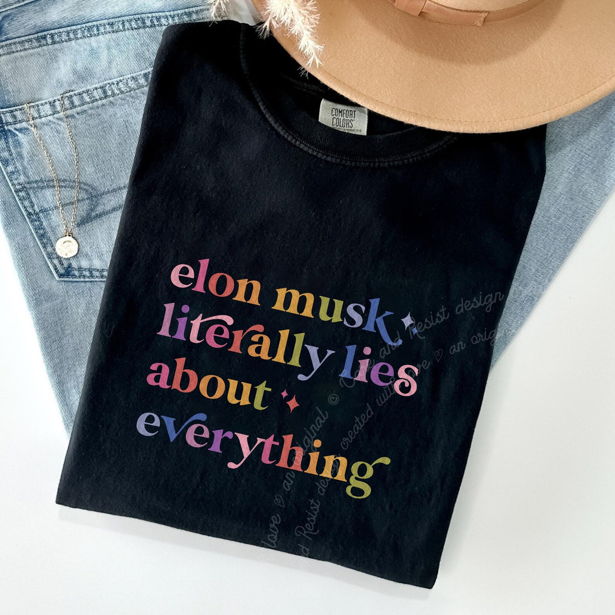 Elon Musk Literally Lies About Everything Care & Resist progressive t-shirt in Black
