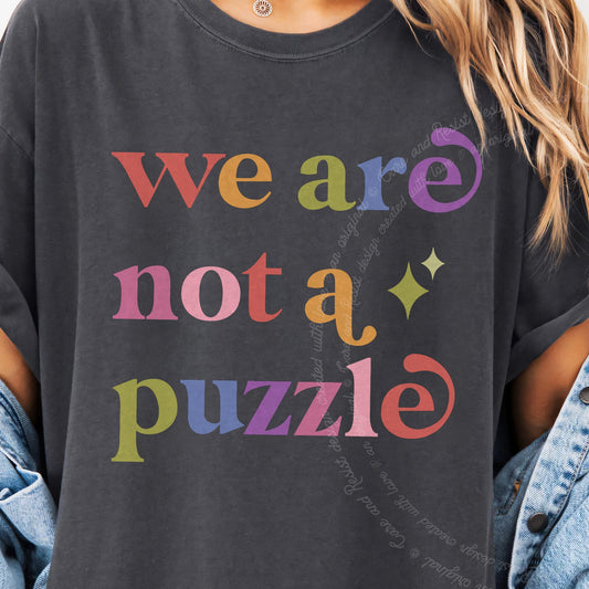 We are not a Puzzle Care & Resist progressive t-shirt in Graphite