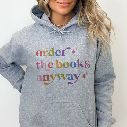 Order the Books Anyway Care & Resist Gildan hoodie in Sport Grey
