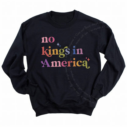 No Kings in America Care & Resist Gildan crewneck sweatshirt in Black