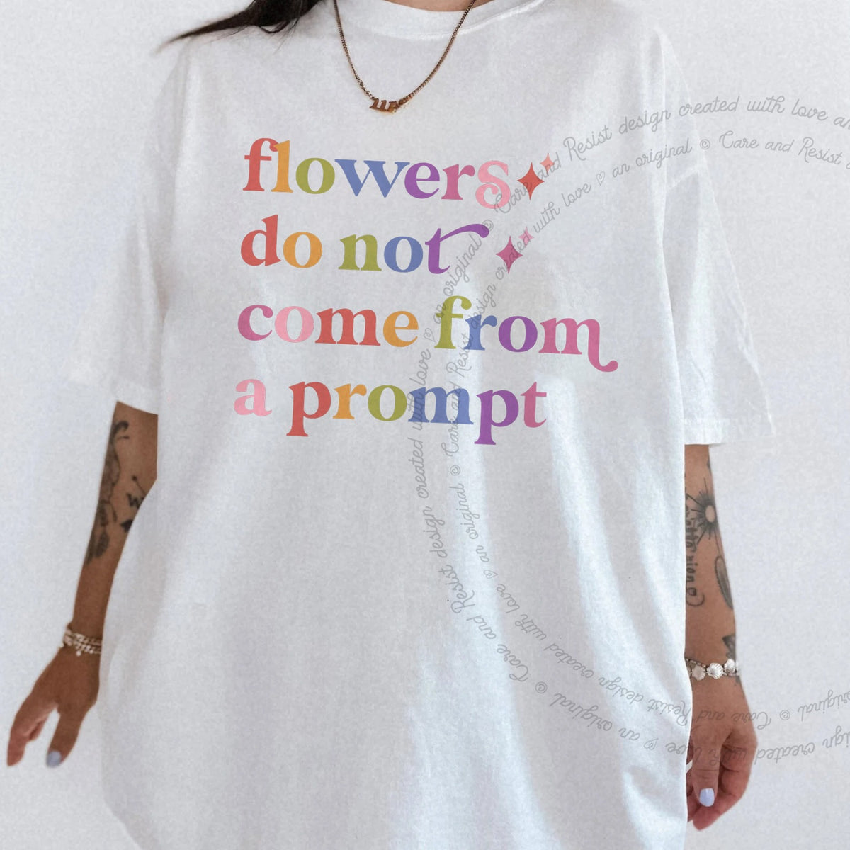 Flowers Do not Come From a Prompt Care & Resist progressive t-shirt in White
