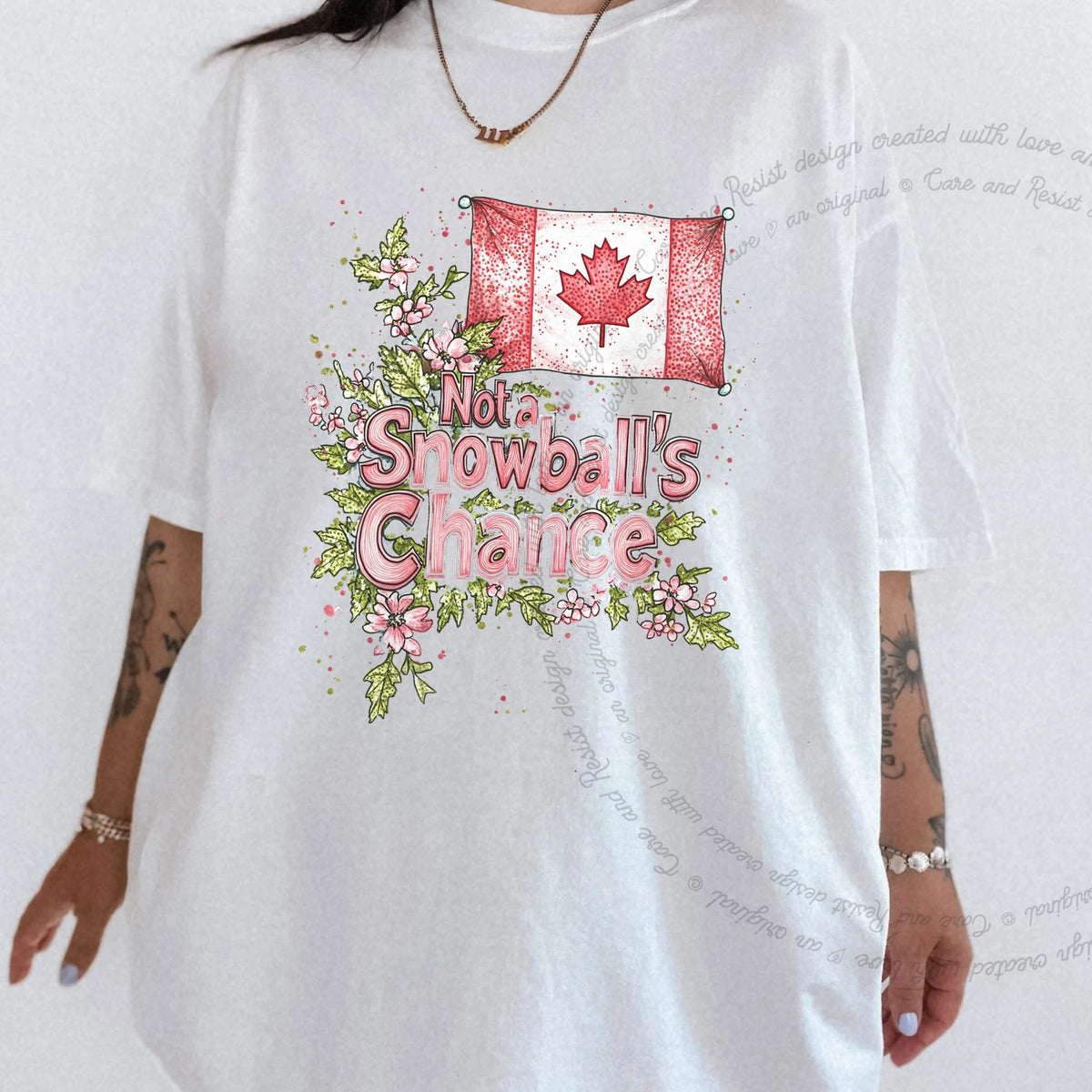 Not a Snowball's Chance Care & Resist progressive t-shirt in White