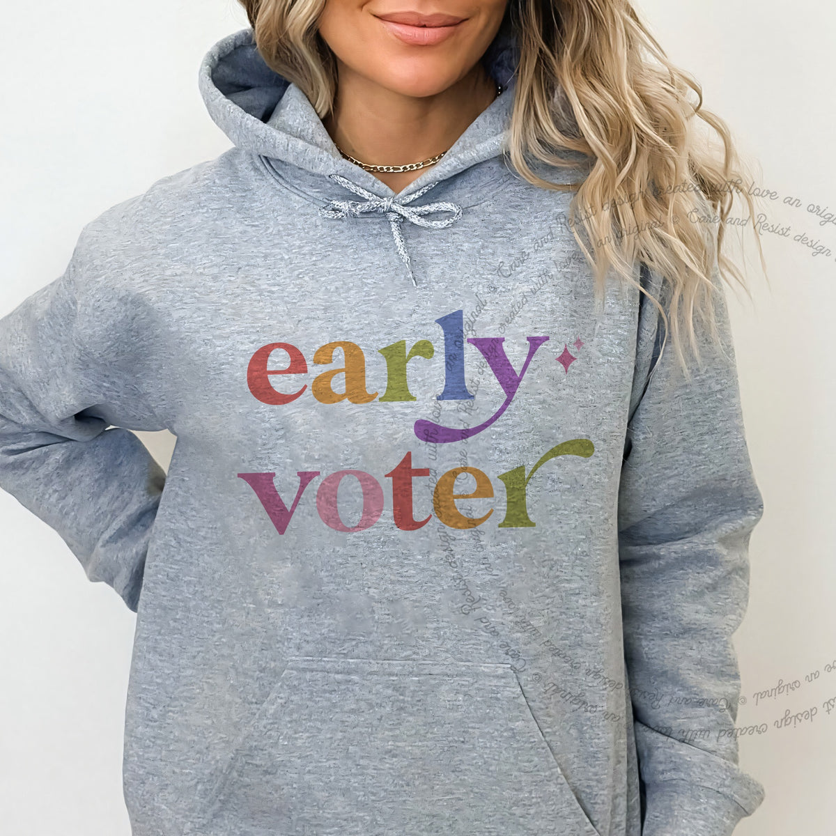 Early Voter Care & Resist Gildan hoodie in Sport Grey