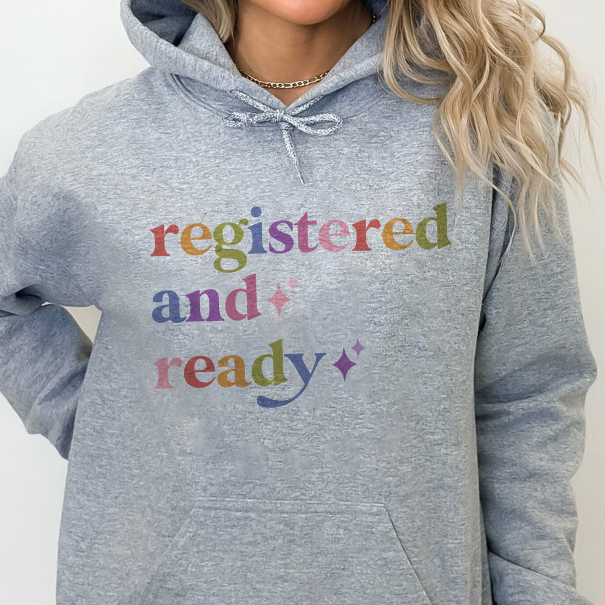Registered and Ready Care & Resist Gildan hoodie in Sport Grey