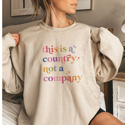 This Is a Country Not a Company Care & Resist Gildan crewneck sweatshirt in Sand