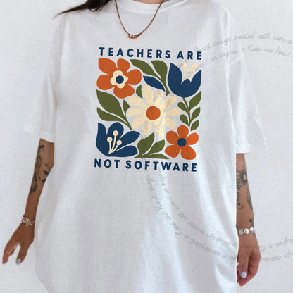 Teachers are not Software Cutout Care & Resist progressive t-shirt in White