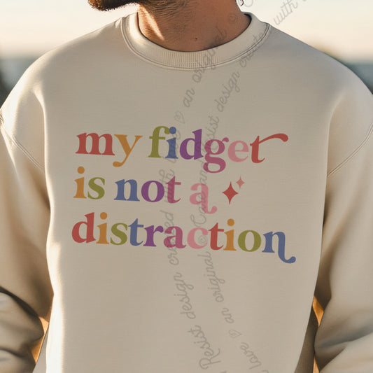My Fidget is not a Distraction Care & Resist Gildan crewneck sweatshirt in Sand