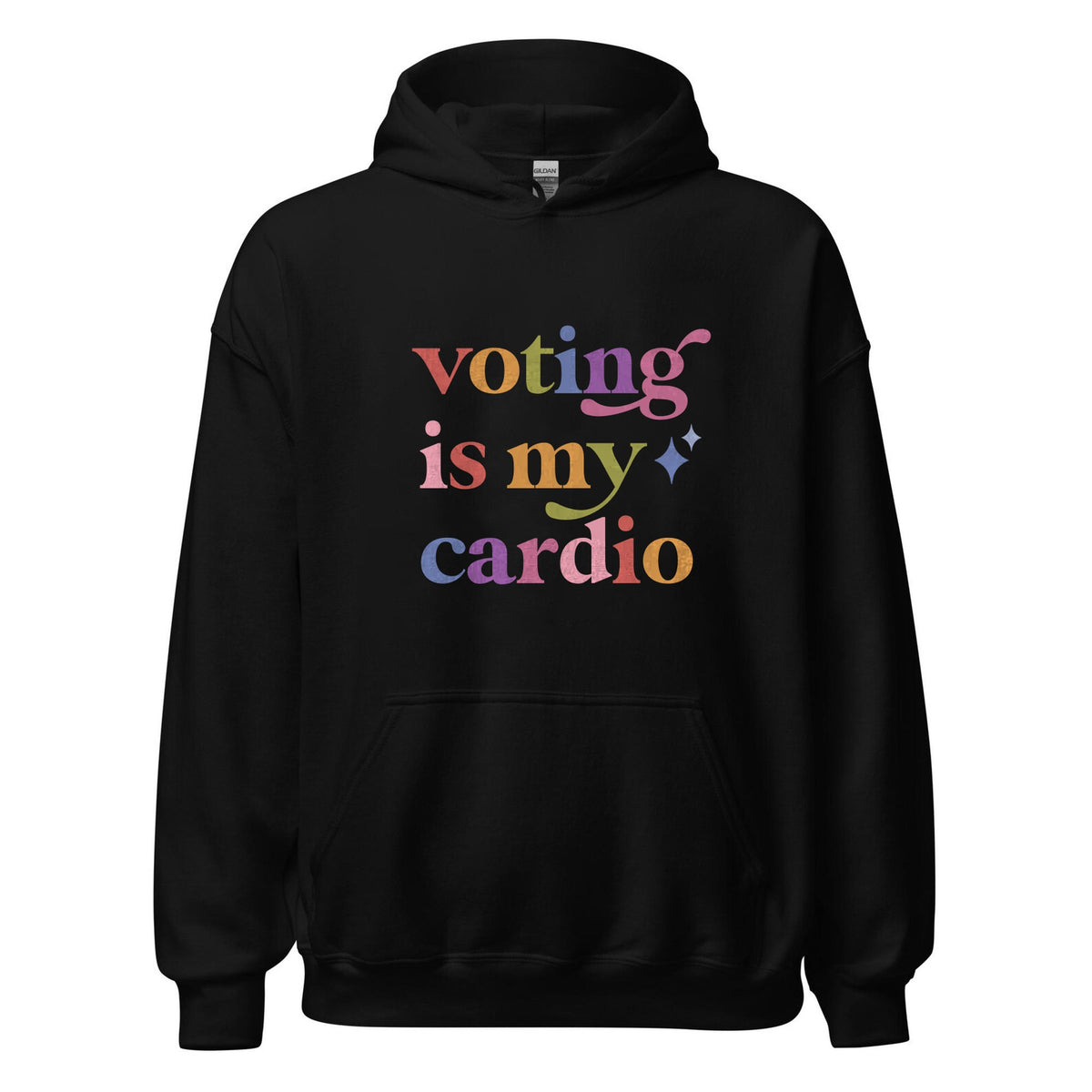 Voting is My Cardio Care & Resist Gildan hoodie in Black
