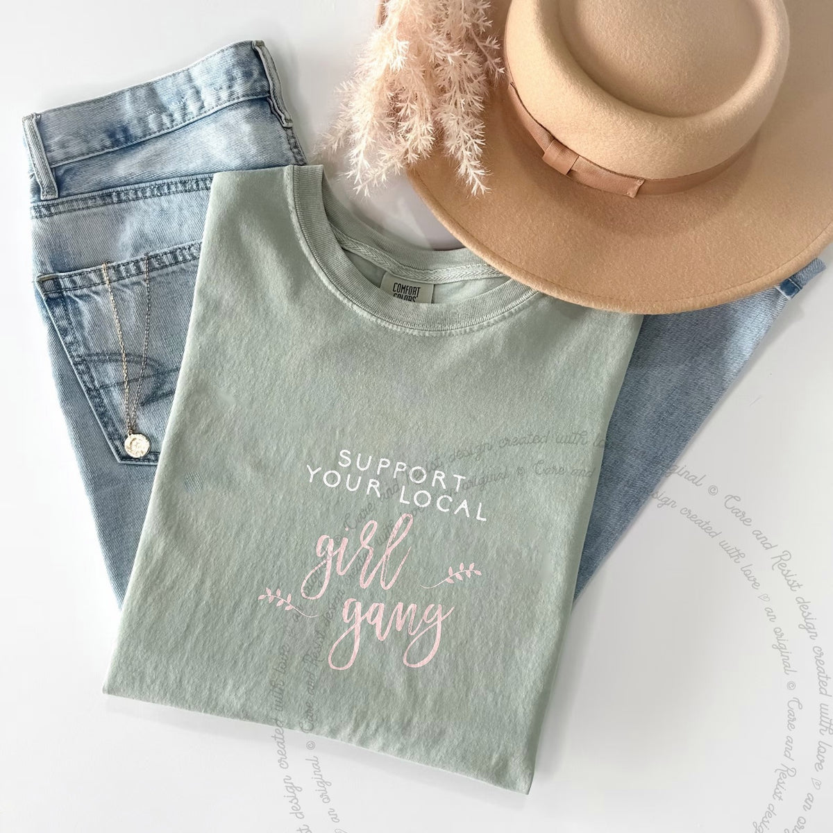 Support Your Local Girl Gang Care & Resist progressive t-shirt in Bay