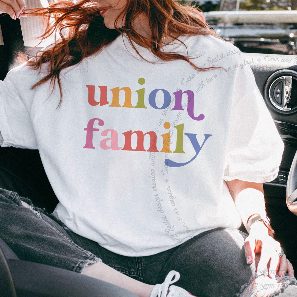 Union Family Care & Resist progressive t-shirt in White