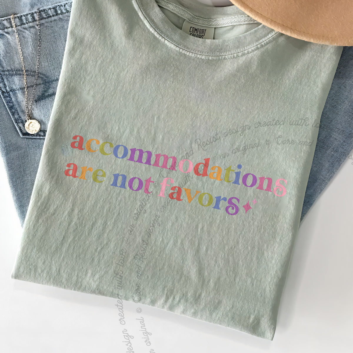 Accommodations are not Favors Care & Resist progressive t-shirt in Bay