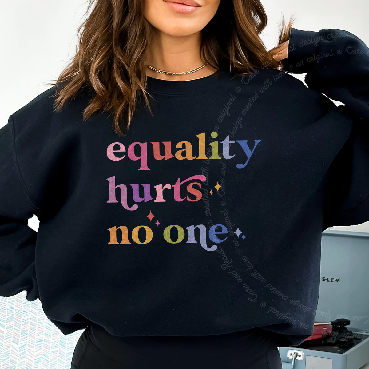 Equality Hurts No One Care & Resist Gildan crewneck sweatshirt in Black