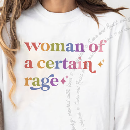 Woman of a Certain Rage Care & Resist progressive t-shirt in White