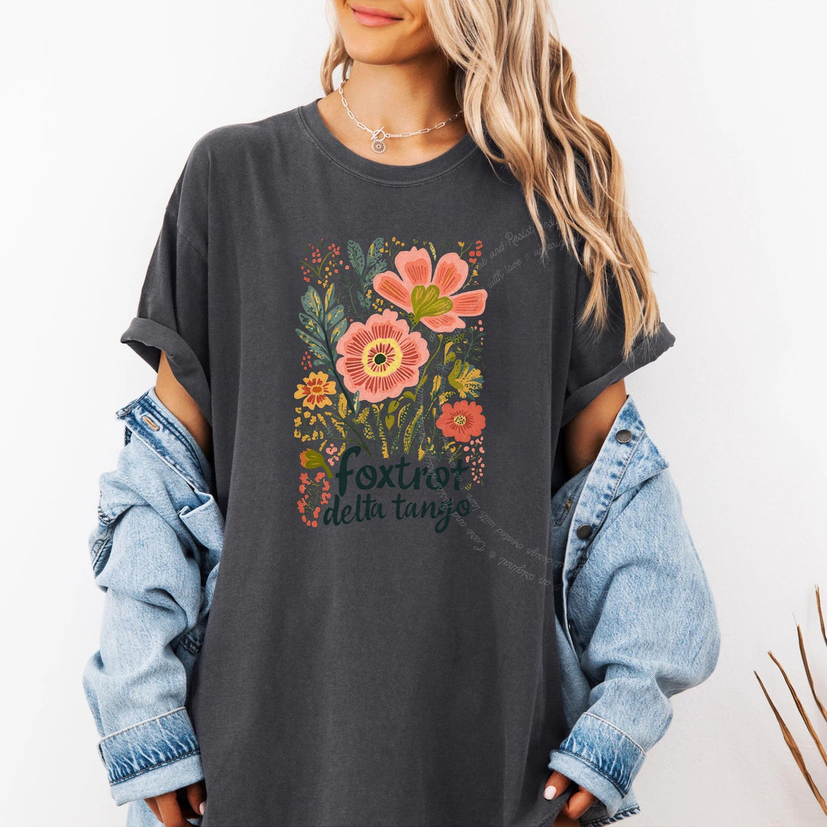 Foxtrot Delta Tango Care & Resist progressive t-shirt in Graphite