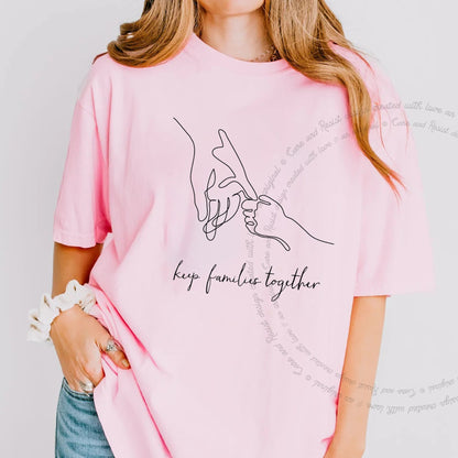 Keep Families Together Care & Resist progressive t-shirt in Blossom