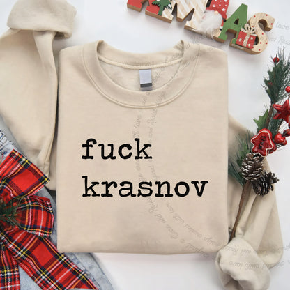 Fuck Krasnov Care & Resist Gildan crewneck sweatshirt in Sand