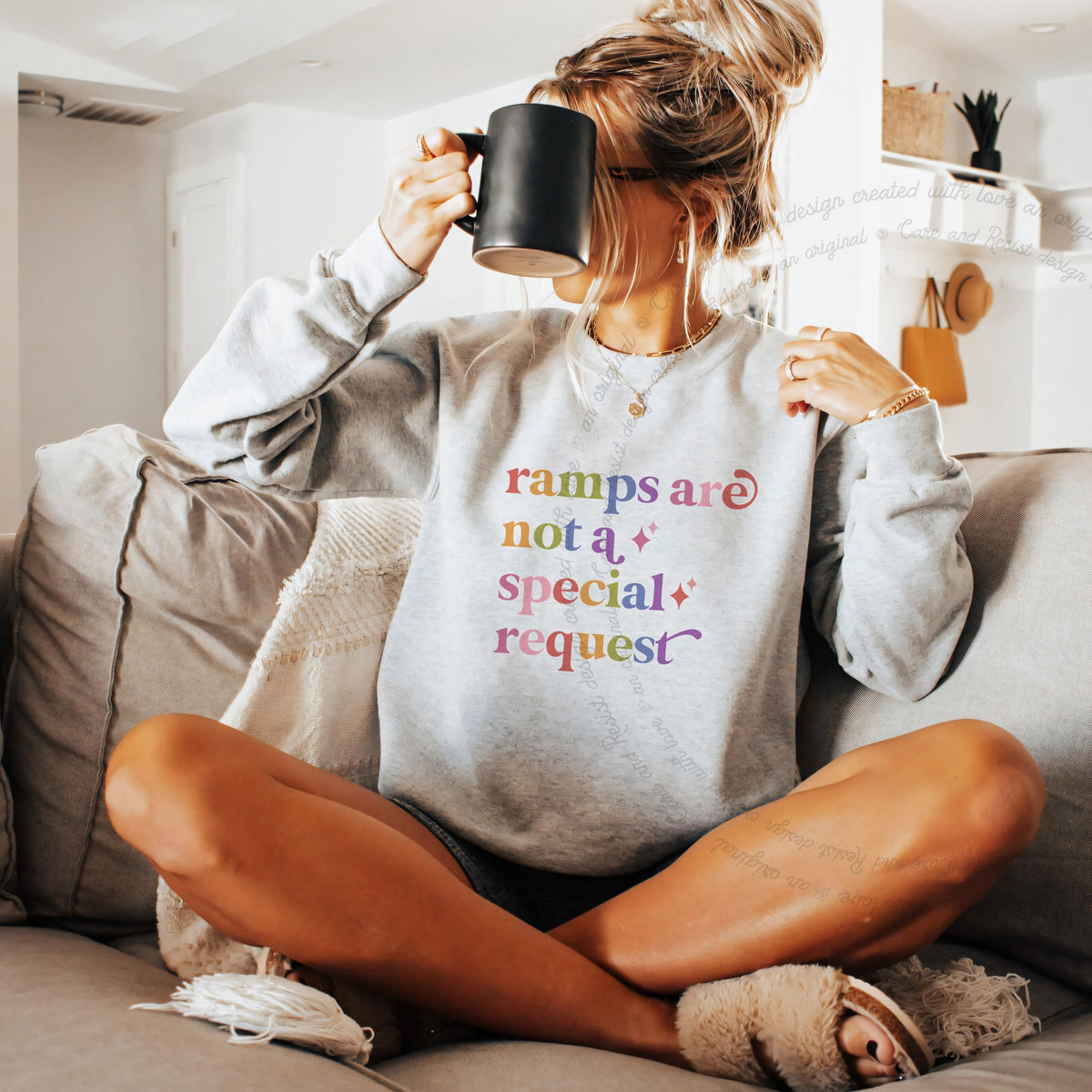 Ramps are not a Special Request Care & Resist Gildan crewneck sweatshirt in Sport Grey