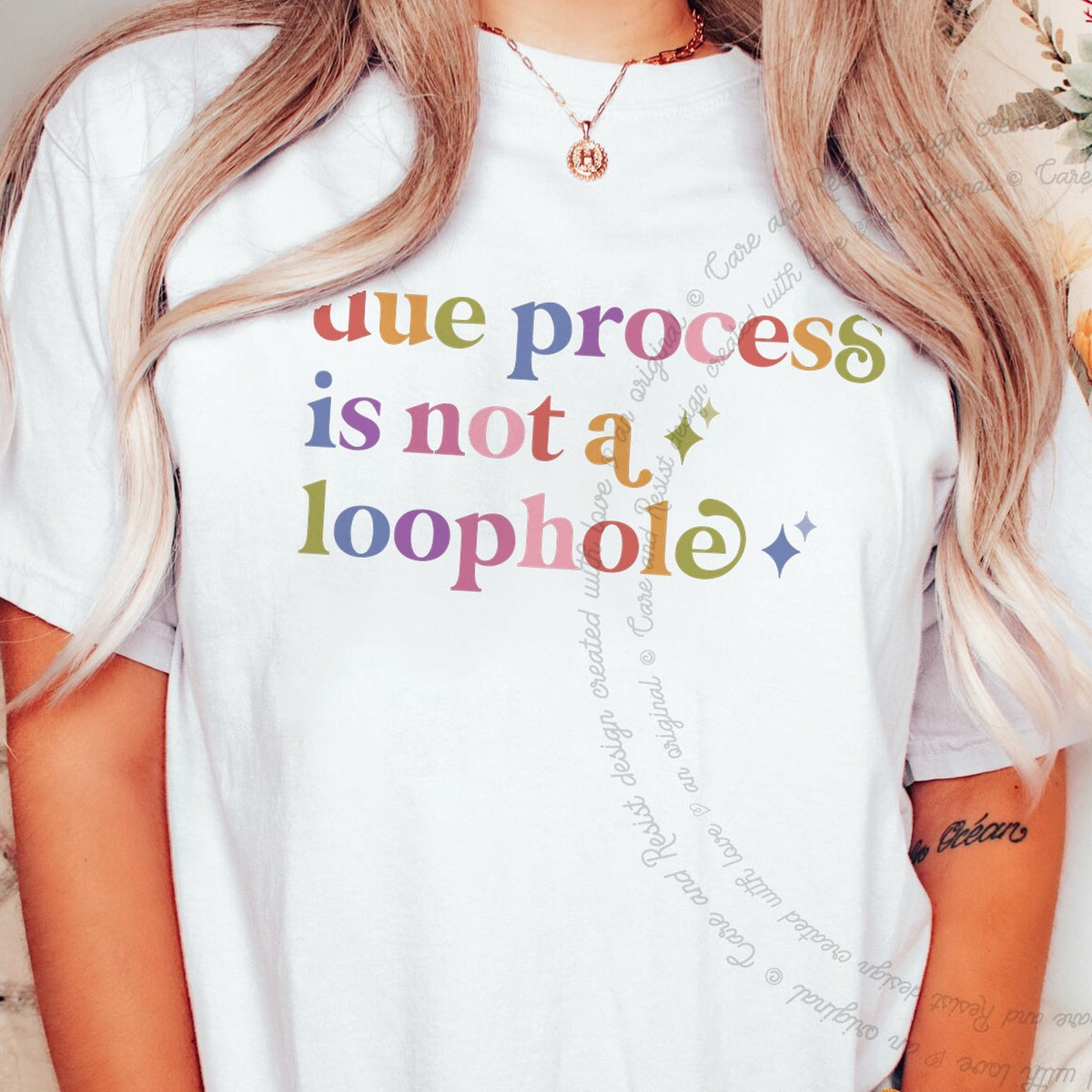 Due Process is not a Loophole Care & Resist tee in White