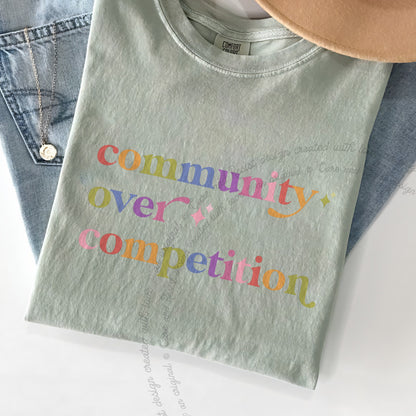 Community Over Competition Care & Resist progressive t-shirt in Bay