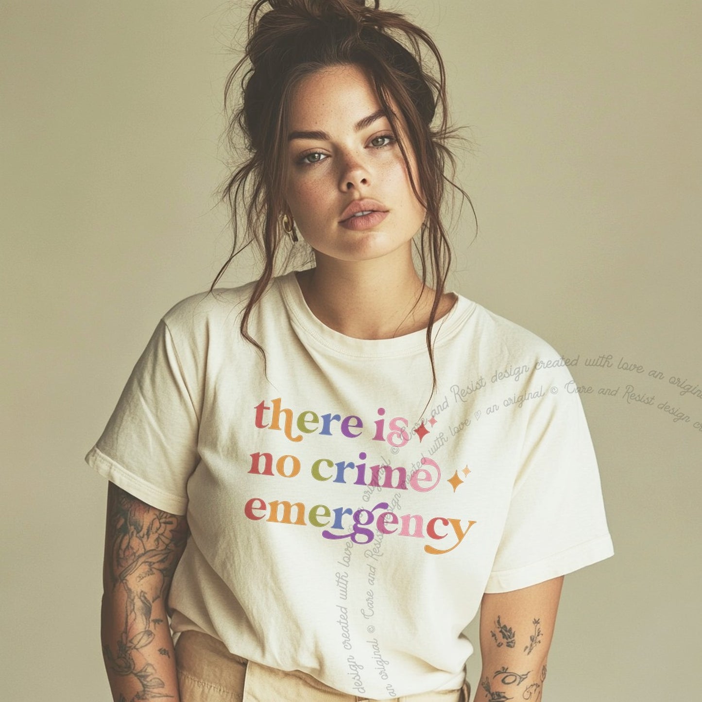 There is No Crime Emergency Care & Resist rainbow tee