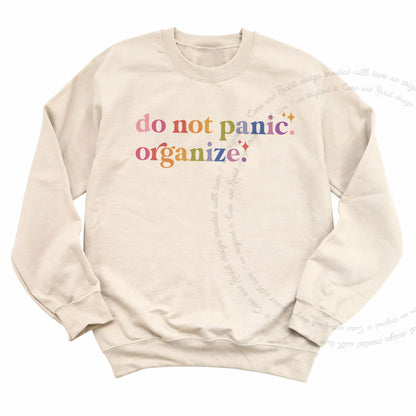 Do Not Panic. Organize. Care & Resist Gildan crewneck sweatshirt in Sand