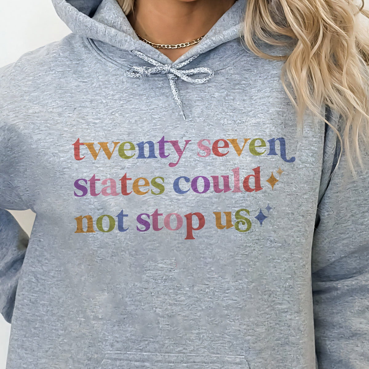 Twenty Seven States Could not Stop Us Care & Resist Gildan hoodie in Sport Grey
