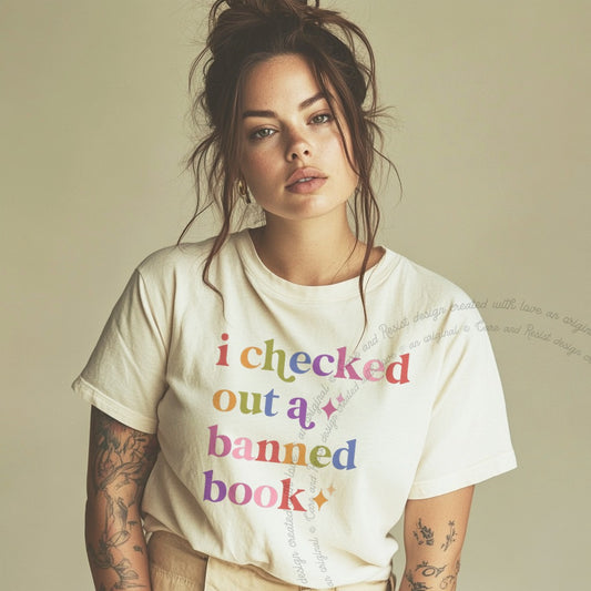 I Checked Out a Banned Book Care & Resist progressive t-shirt in Ivory