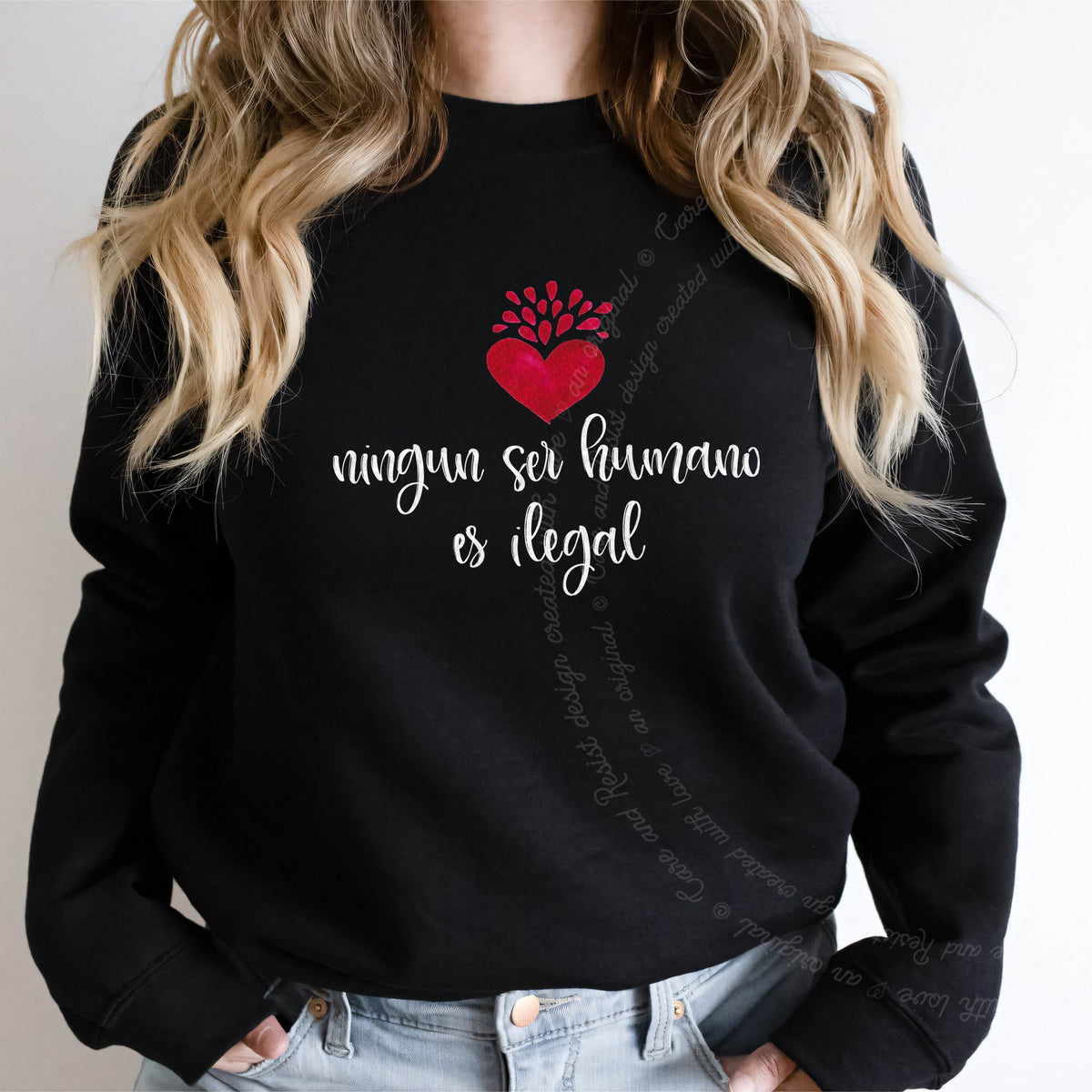 Ningun Ser Humano Es Ilegal Care & Resist Gildan crewneck sweatshirt in Black