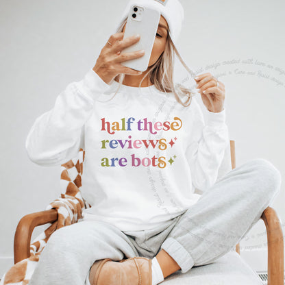 Half These Reviews are Bots Care & Resist Gildan crewneck sweatshirt in White